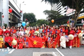 众多旅居马来西亚越南人参加在吉隆坡举行的活动。图自越通社