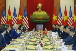 越共中央总书记阮富仲与美国总统乔·拜登于2023年9月10日下午在河内举行会谈。图自越通社