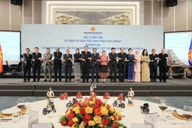 政府副总理、外交部长裴青山与各位代表合影。图自越通社