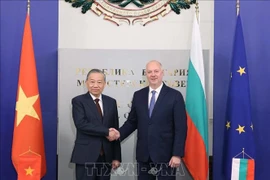 越共中央总书记苏林会见保加利亚总理罗森·热利亚兹科夫。图自越通社