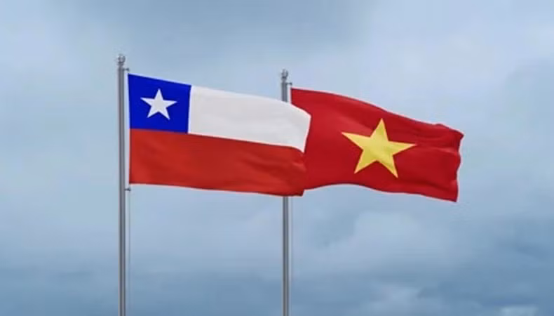 越南与智利国旗。图自互联网