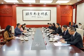 越南驻华大使范清平会见中共中央宣传部副部长王纲。图自越通社