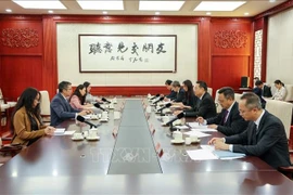 越南驻华大使范清平会见中共中央宣传部副部长王纲。图自越通社