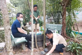 阮广场教授与同事们评估重新引入龟类物种的可行性。阮广场教授供图