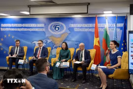 越南驻保加利亚大使阮氏明月参加座谈会。图自越通社