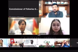 越南驻印度商务参赞裴忠上在研讨会上发言。图自越通社