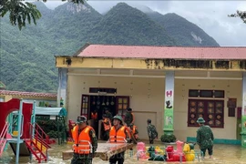 清化省切翁幼儿园遭遇洪水。图自越通社