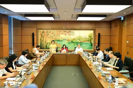 河内市国会代表就各法案进行分组讨论。图自越通社