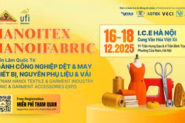 2025年12月16日至18日，越南河内纺织及制衣工业展览会(HanoiTex & HanoiFabric 2025）将在河内国际展览中心（I.C.E Hanoi）举行。图自越通社