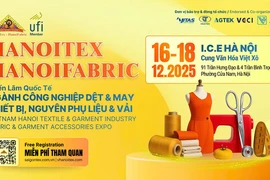 2025年12月16日至18日，越南河内纺织及制衣工业展览会(HanoiTex & HanoiFabric 2025）将在河内国际展览中心（I.C.E Hanoi）举行。图自越通社