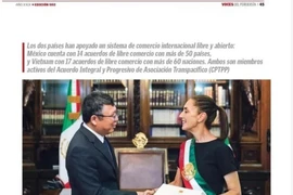 《Voces Del Periodista》报上的越南驻墨西哥大使阮文海和墨西哥总统克劳迪娅·辛鲍姆·帕尔多（Claudia Sheinbaum）。图自越通社
