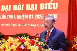 越共中央总书记苏林发表指导性讲话。图自越通社