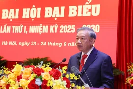 越共中央总书记苏林发表指导性讲话。图自越通社