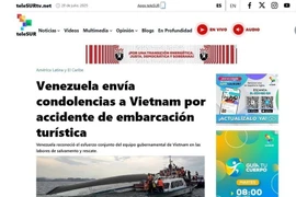 委内瑞拉及拉丁美洲地区最大的电视台之一teleSURE电子门户网站上发布慰问内容。图自越通社