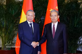 越共中央总书记、国家主席苏林会见中国全国人大常委会委员长赵乐际。图自越通社