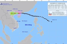 9月25日早上6时，9号台风以每小时约20公里的速度移动。图自越通社