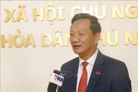 越南驻老越大使阮明心接受越通社记者的采访。图自越通社