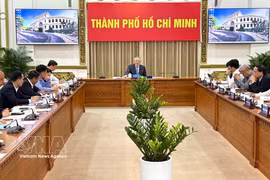 工作会谈场景。图自越通社