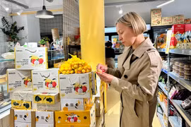 法国消费者品尝越南农产品。图自越通社