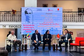 越南驻委大使武中美在座谈会上发表讲话。图自越通社