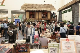 展会首个开放日参观的人群络绎不绝，现场热闹非凡。图自越通社