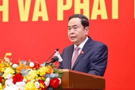 国会主席陈青敏致开幕词。图自越通社