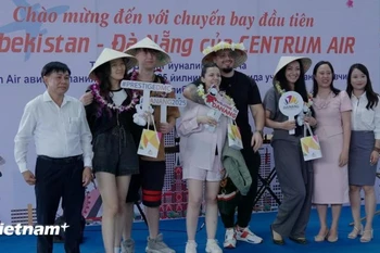 来自乌兹别克斯坦的180多名游客抵达岘港。图自越通社