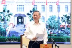 越共中央总书记、国家主席苏林发表讲话。图自越通社