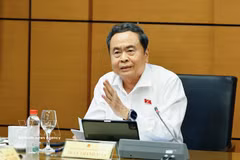 国会主席陈青敏发表意见。图自越通社
