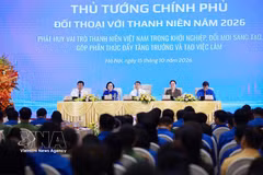 越南政府总理黎明兴出席2026年政府总理与越南青年对话活动。图自越通社