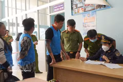 附图：有关部门严密管控婆营（Dinh Bà）国际口岸区域，旨在防范和打击非法出入境行为。图自越通社