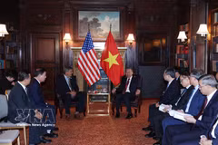 越共中央总书记、国家主席苏林会见美国贸易发展署代理署长哈迪。图自越通社