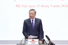 越共中央总书记、国家主席苏林讲话。图自越通社