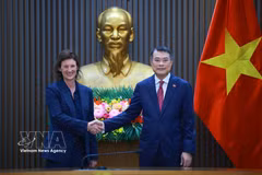 越南政府总理黎明兴会见富时罗素（FTSE Russell）首席执行官菲奥娜·巴塞特。图自越通社