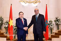 越南国会主席陈青敏会见摩洛哥参议院议长穆罕默德·乌尔德·埃拉希德（2025年7月25日）。图自越通社