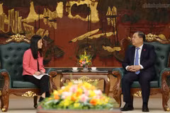 越南政府常务副总理范家足会见美国驻越大使詹妮弗·威克斯。图自chinhphu.vn
