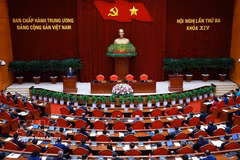 越共第十四届中央委员会第三次全体会议闭幕。图自越通社