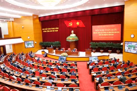 12月8日上午，越共中央组织部开全国会议，总结2025年党的组织建设工作并部署2026年任务。图自越通社
