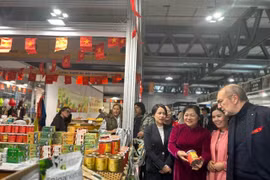 参观者在2025年米兰国际手工艺博览会上了解越南产品。图自越通社