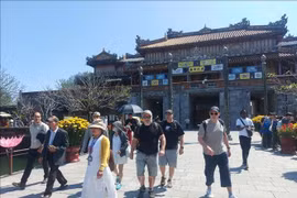 游客参观顺化大内。图自越通社