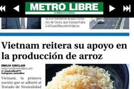 巴拿马《自由都市报》（Metro Libre）9月1日报道称，越南重申愿支持巴拿马实施各项农业发展项目，旨在提升水稻产量。屏幕截图