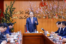 越南国会主席陈青敏发表讲话。图自越通社