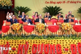 越南共产党高平省第20次代表大会主席团。图自越通社