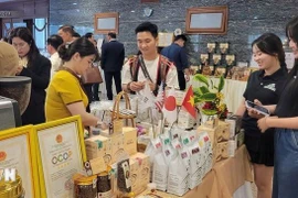 与会代表参观嘉莱省农产品的展位。图自越通社