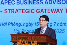 国家主席梁强发表讲话。图自越通社