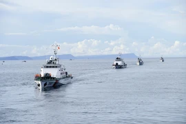 越南海警第4区司令部举行战术演习。图自越通社