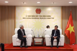 平阳省人民委员会副主席裴明智会见中国台湾神达控股集团（MiTAC）董事苏亮。图自越通社