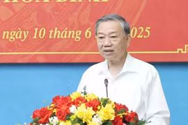 越共中央总书记苏林发表讲话。图自越通社