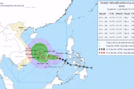 第15号台风移动方向。图自nchmf.gov.vn