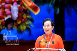 黎氏水连任第十四届越南妇女联合会主席。图自越通社
